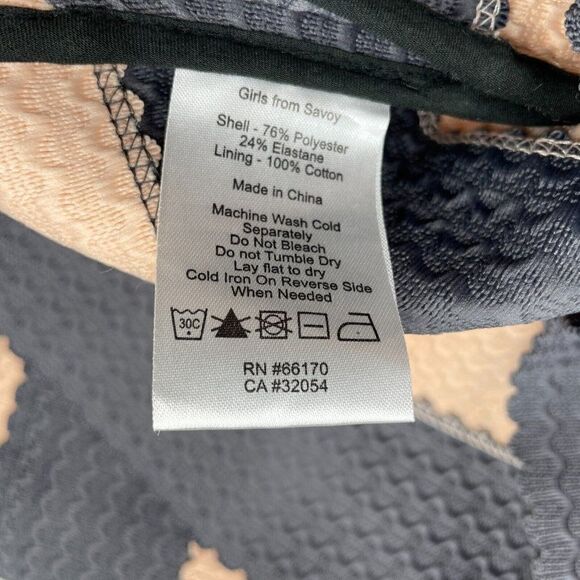 Anthropologie Girls From Savoy Scalloped Striped Ponte Skirt Pink/Grey - Picture 6 of 11